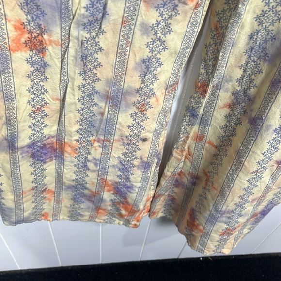 Womens Jumpsuit Tie Slip Straps Blue Snowflake Stripes Tie Dye Wide Leg Zip Back - Picture 6 of 16